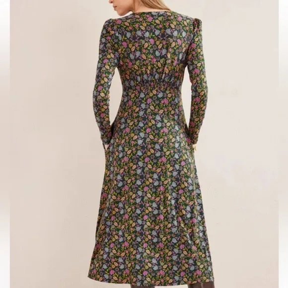 Boden Jersey Midi Tea Dress Chatsworth Green, Lotus Petal - Size 16/18 Regular - Picture 4 of 13